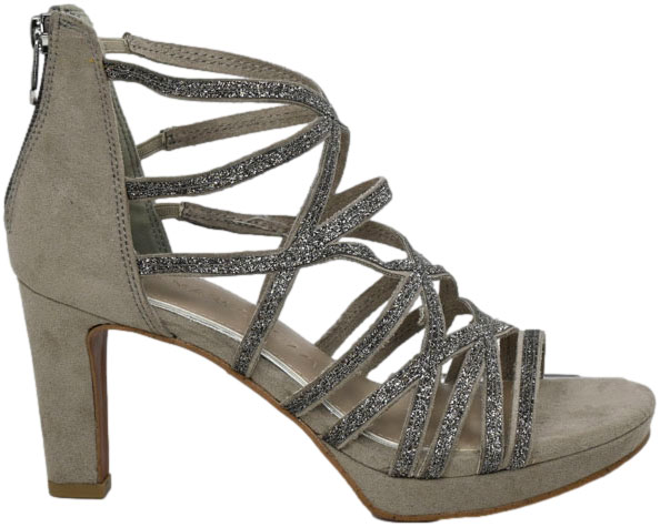Sandały Na Słupku Marco Tozzi 2-28373-20 344 Taupe Comb_TN