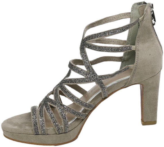 Sandały Na Słupku Marco Tozzi 2-28373-20 344 Taupe Comb_TN