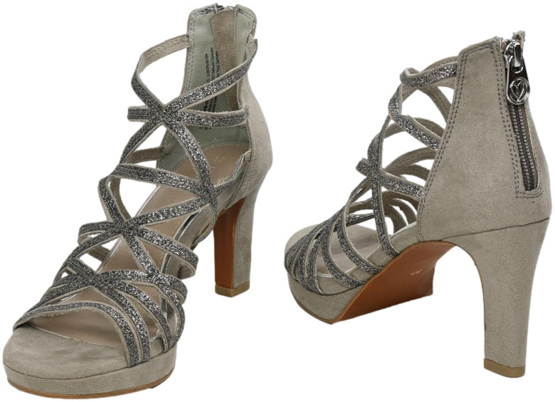 Sandały Na Słupku Marco Tozzi 2-28373-20 344 Taupe Comb_TN