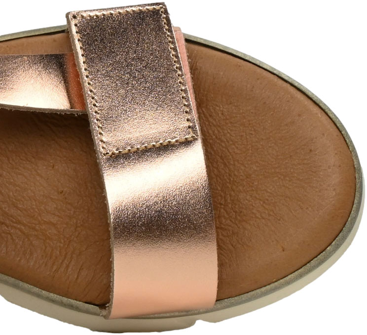 Sandały Na Koturnie SPK Shoes 8014 Avellana Platino Brązowe Skóra Naturalna_TN