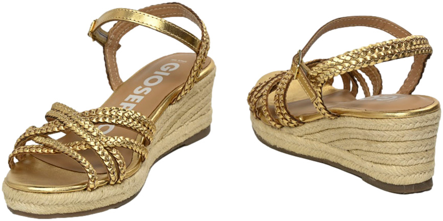 Sandały Na Koturnie GiosEppo 72076 Dark Gold Skóra Naturalna_TN