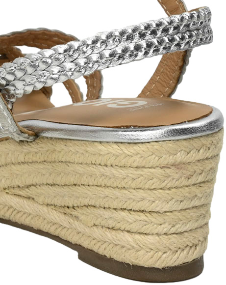 Sandały Na Koturnie GiosEppo 72076 Silver Skóra Naturalna_TN