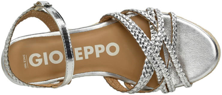 Sandały Na Koturnie GiosEppo 72076 Silver Skóra Naturalna_TN