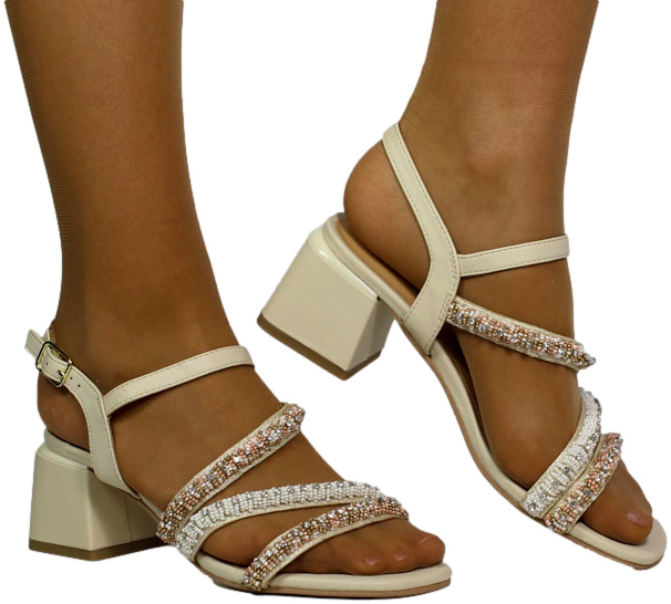 Sandały Eleganckie GiosEppo 72131 OFF White Skóra Naturalna_TN
