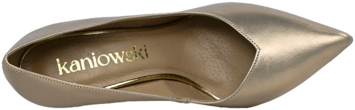 Szpilki Eleganckie Kaniowski K80-2-328 Złote Skóra Naturalna 
