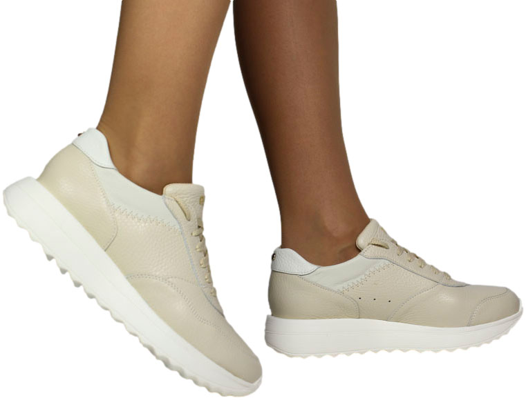 Sneakersy Stylowe Ryłko D1RY1_V_ _8TR Beżowe Skóra Naturalna
