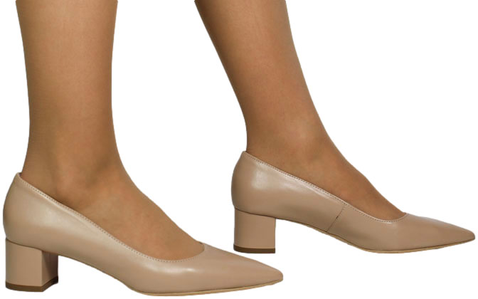 Czółenka Eleganckie Ryłko B4200___ _1IG Beżowe Skóra Naturalna