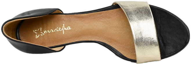 Sandały Stylowe Maciejka 01971-67 005 Czarne+Złoty Skóra Naturalna