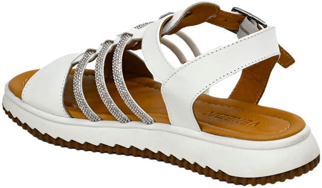 Sandały Stylowe Venezia B032 White Białe Skórzane Naturalna