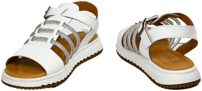 Sandały Stylowe Venezia B032 White Białe Skórzane Naturalna