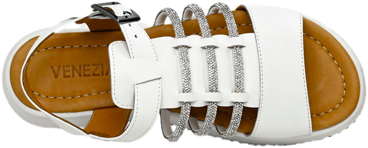 Sandały Stylowe Venezia B032 White Białe Skórzane Naturalna