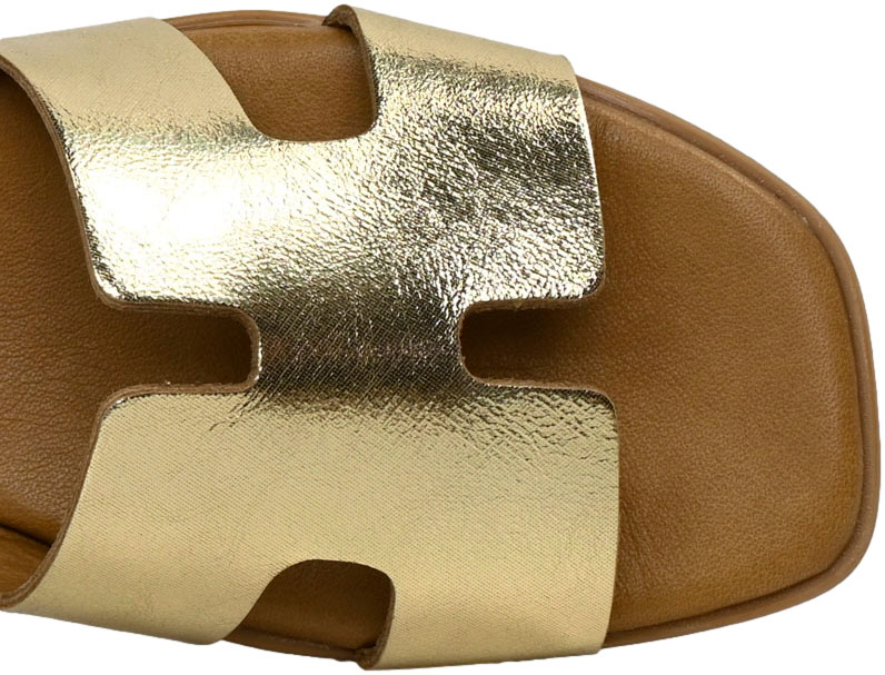Klapki Modne Venezia B053 Złoty Gold Skóra Naturalna