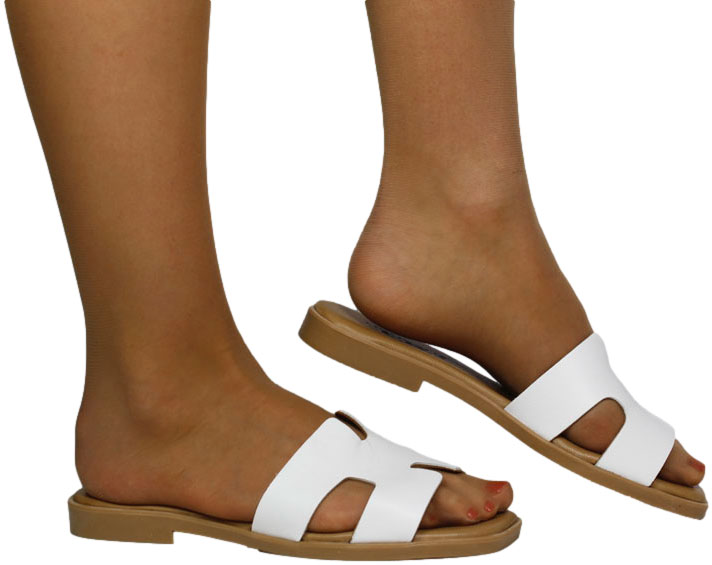 Klapki Stylowe Venezia B053 Białe White Skóra Naturalna