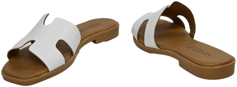 Klapki Stylowe Venezia B053 Białe White Skóra Naturalna