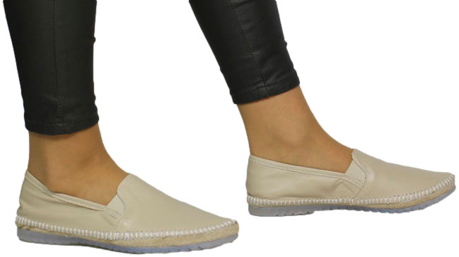 Espadryle Polskie Maciejka T3512-04 Beżowe Skóra Naturalna