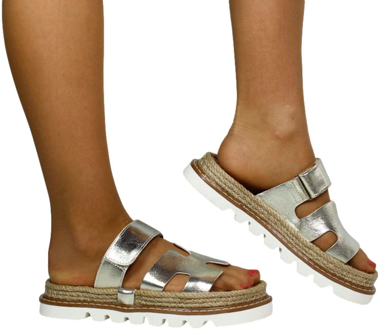 Klapki Stylowe Venezia E109LEGOOBK029 Złoty Skóra Naturalna