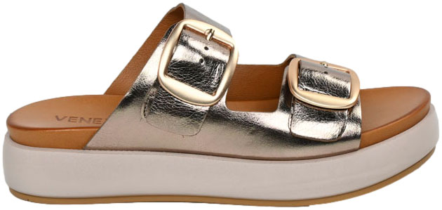 Klapki Stylowe Venezia E038LEGOOBK041 Złoty Skóra Naturalna