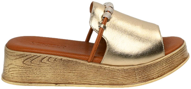 Klapki Eleganckie Venezia B046LEGOOBK043 Złoty Skóra Naturalna
