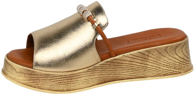 Klapki Eleganckie Venezia B046LEGOOBK043 Złoty Skóra Naturalna