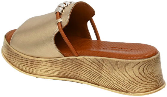 Klapki Eleganckie Venezia B046LEGOOBK043 Złoty Skóra Naturalna
