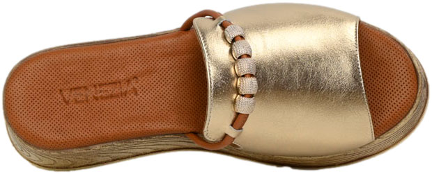 Klapki Eleganckie Venezia B046LEGOOBK043 Złoty Skóra Naturalna
