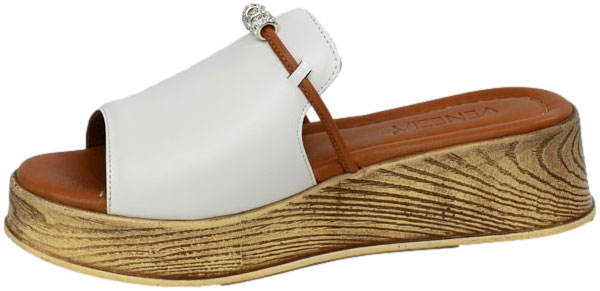 Klapki Eleganckie Venezia B082LEWHOBK043 Biały Skóra Naturalna