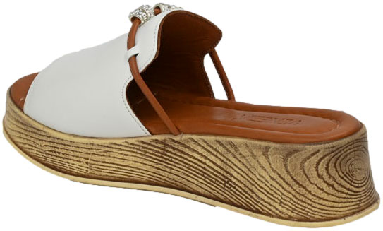 Klapki Eleganckie Venezia B082LEWHOBK043 Biały Skóra Naturalna