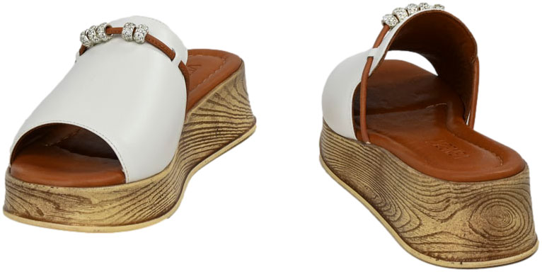 Klapki Eleganckie Venezia B082LEWHOBK043 Biały Skóra Naturalna