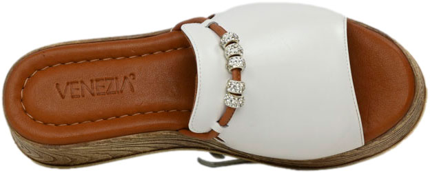 Klapki Eleganckie Venezia B082LEWHOBK043 Biały Skóra Naturalna
