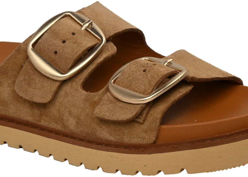 Klapki Modne Venezia B048SUBROBK043 Brąz Skóra Naturalna