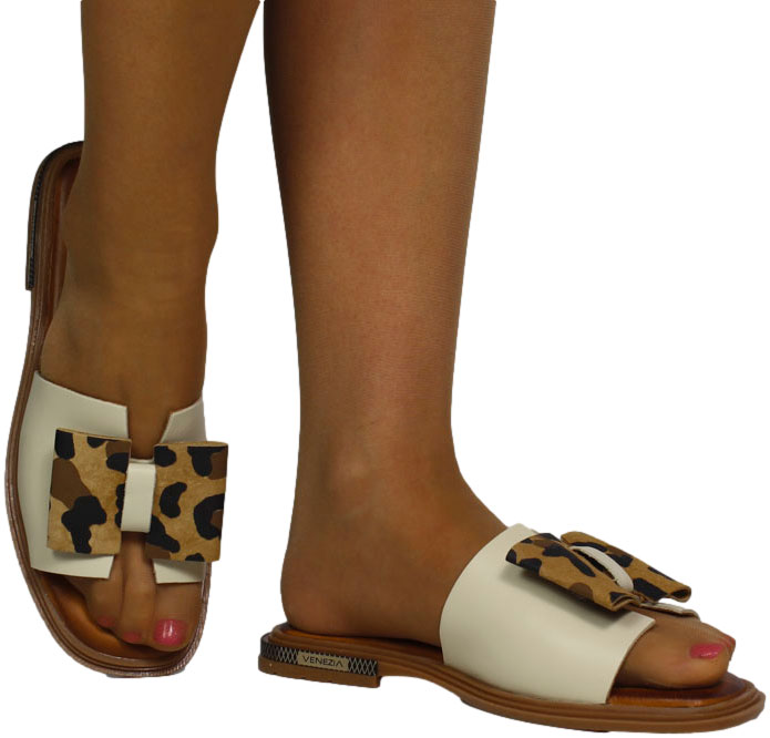 Klapki Stylowe Venezia L070LETAOBK033 Beż Skóra Naturalna