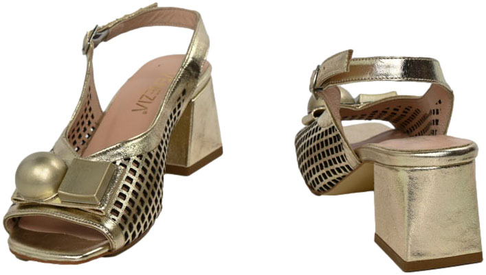 Sandały Stylowe Venezia L063LEGOOBSO033 Złoty Skóra Naturalna
