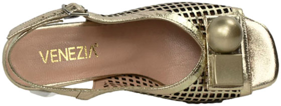 Sandały Stylowe Venezia L063LEGOOBSO033 Złoty Skóra Naturalna