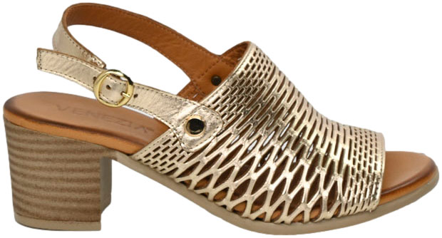 Sandały Eleganckie Venezia E053LEGOOBS041 Złoty Skóra Naturalna