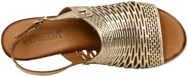 Sandały Eleganckie Venezia E053LEGOOBS041 Złoty Skóra Naturalna