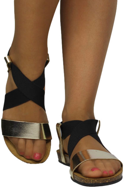 Sandały Stylowe Venezia W001LEGOOBS137 Złoty Skóra Naturalna