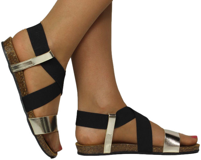 Sandały Stylowe Venezia W001LEGOOBS137 Złoty Skóra Naturalna