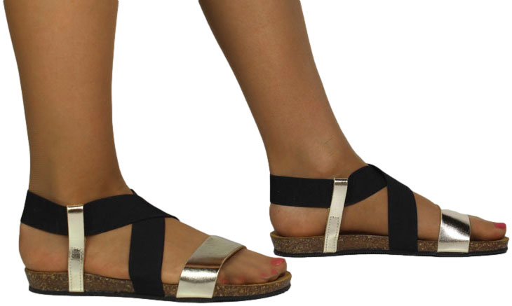Sandały Stylowe Venezia W001LEGOOBS137 Złoty Skóra Naturalna