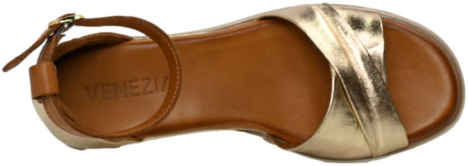 Sandały Eleganckie Venezia E076LEGOOBS029 Złoty Skóra Naturalna