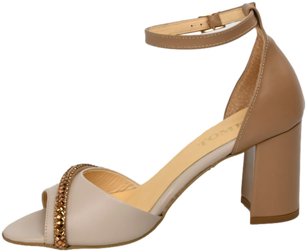Sandały Stylowe Tomex 1488 010 Ecru/Camel Skóra Naturalna