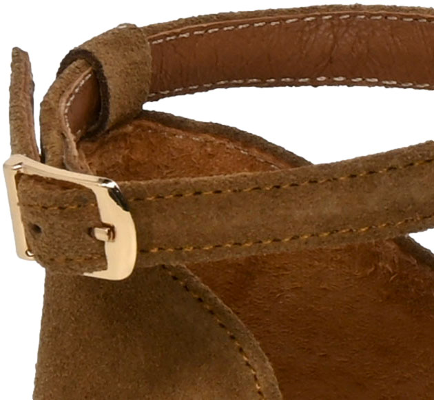 Sandały Modne Di Primo 558 Koniak Welur Skóra Naturalna
