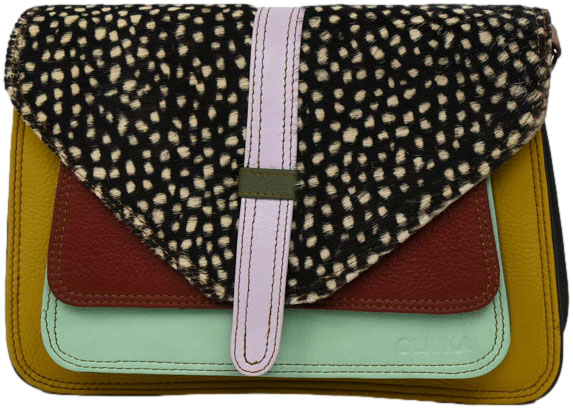 Torebka Wykonana Ręcznie Olivka 500009W Jagoda Multikolor Skóra Naturalna