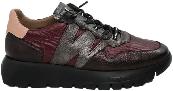 Sneakersy Damskie Wonders A-2491 Elvin Cobre Nylon nek Burdeos