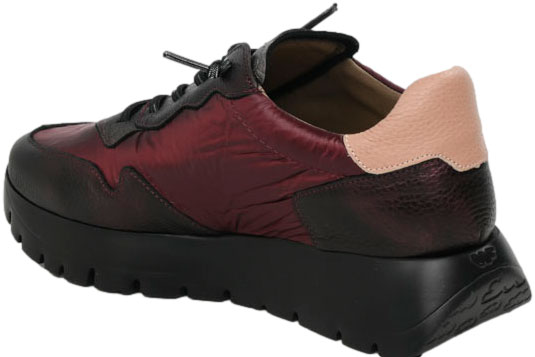 Sneakersy Damskie Wonders A-2491 Elvin Cobre Nylon nek Burdeos