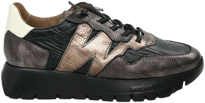 Sneakersy Damskie Wonders A-2491 Elvin Plomo Nylon Nek Negro