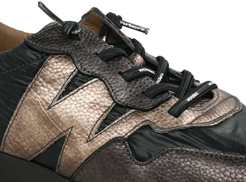 Sneakersy Damskie Wonders A-2491 Elvin Plomo Nylon Nek Negro