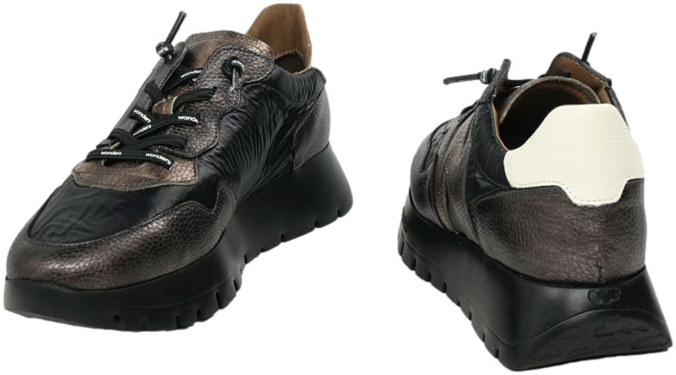 Sneakersy Damskie Wonders A-2491 Elvin Plomo Nylon Nek Negro