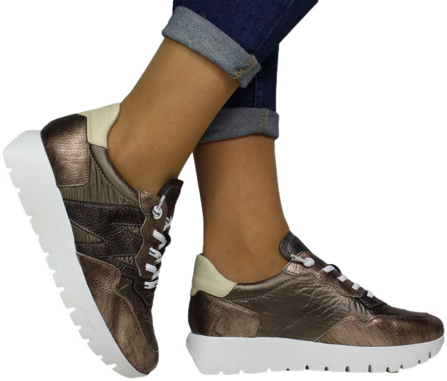 Sneakersy Damskie Wonders A-2491 Elvin Oro Nylon Nek Platino