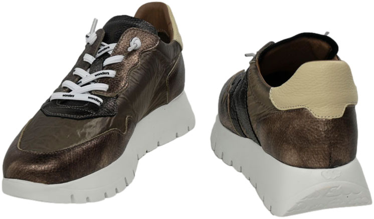 Sneakersy Damskie Wonders A-2491 Elvin Oro Nylon Nek Platino