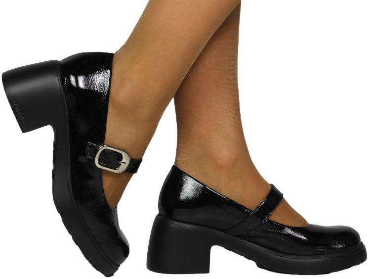 Czółenka Modne Wonders E-7122 Lak Negro Skóra Naturalna